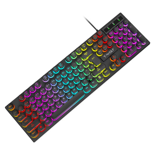 Gaming keyboard with RGB lighting on a white background