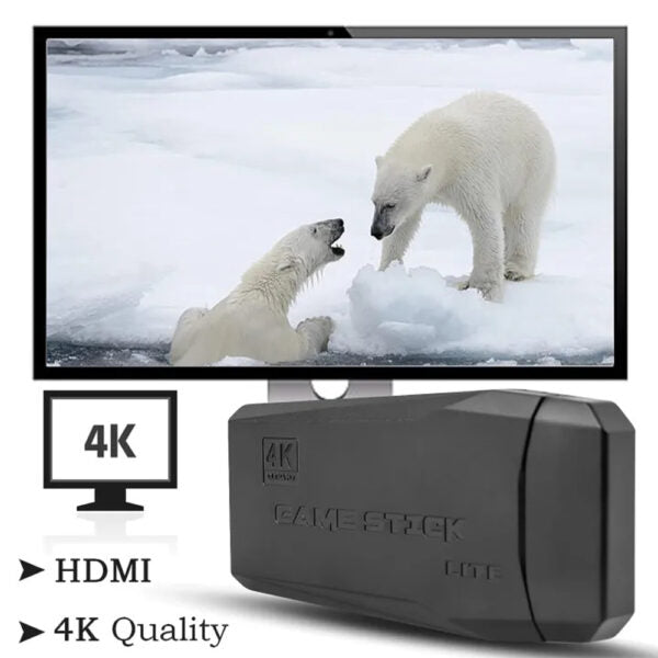 Game Stick with 4K display showing two polar bears on a snowy background