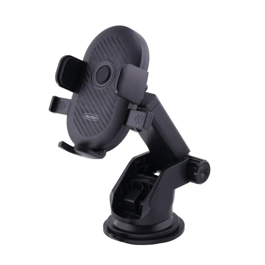 Black car phone holder with suction cup on a white background