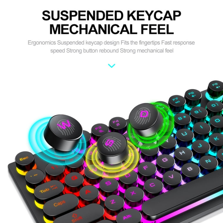 Keyboard with suspended keycaps and colorful backlighting on a white background