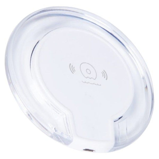 Clear plastic lid with a brand logo on a white background