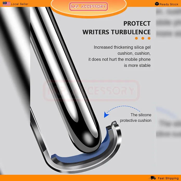 Silicone protective cushion for a phone with text on a gray background