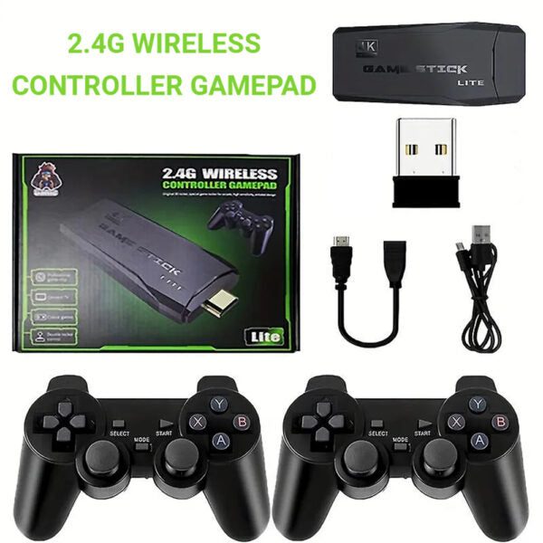 2.4G Wireless Controller Gamepad with USB adapter, cables, and packaging on a white background