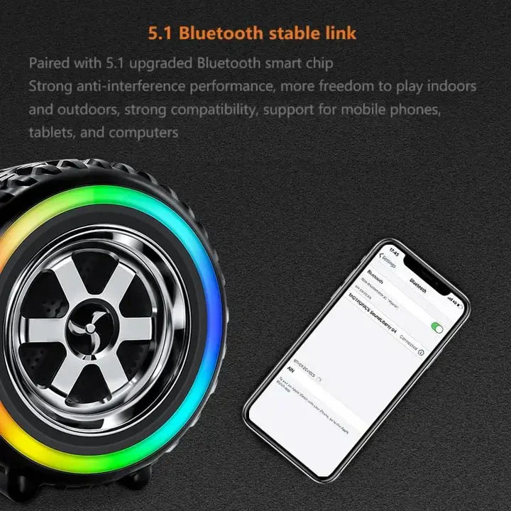 Smart wheel with Bluetooth connectivity feature displayed on a dark background