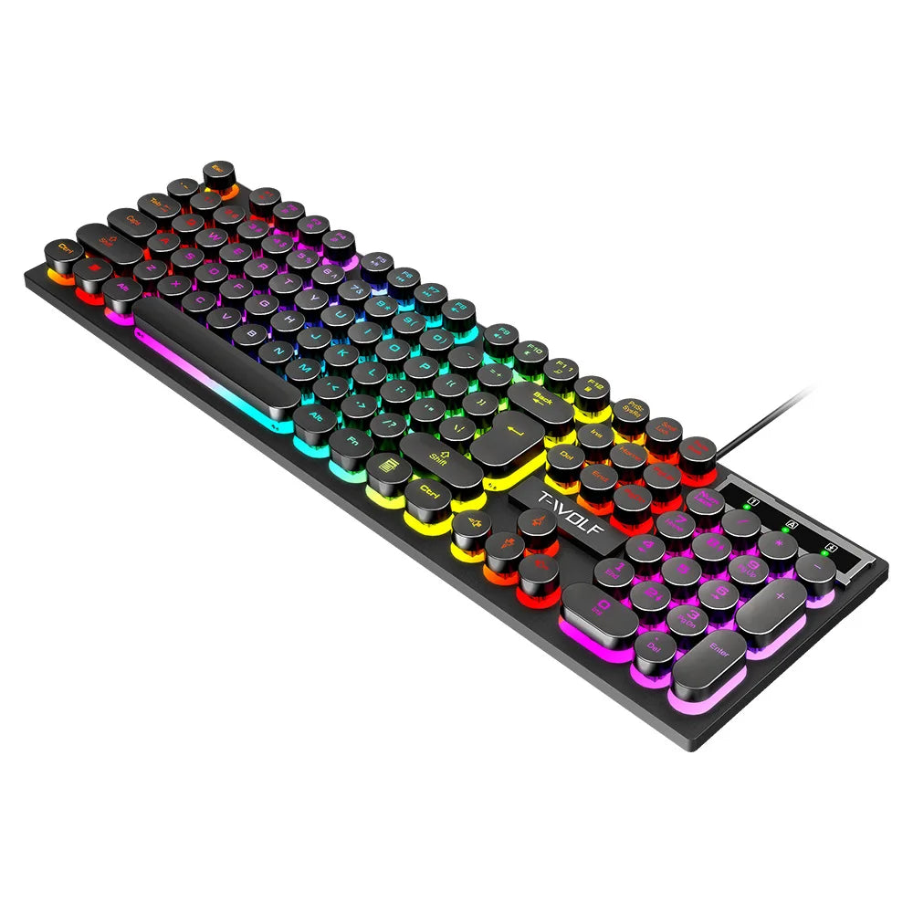 Mechanical keyboard with RGB lighting on a white background