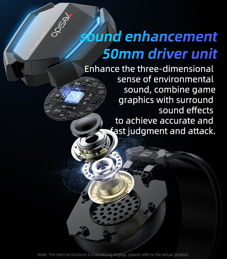 Sound enhancement driver unit with technical details on a dark background