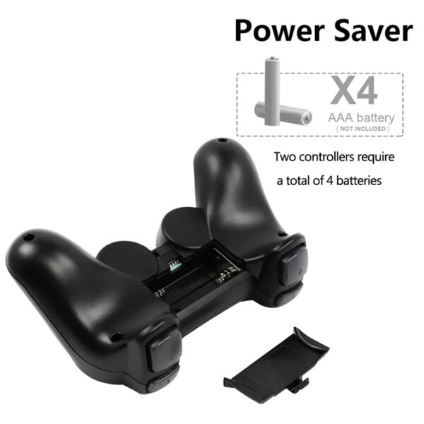 Black power saver device with battery compartment on a white background