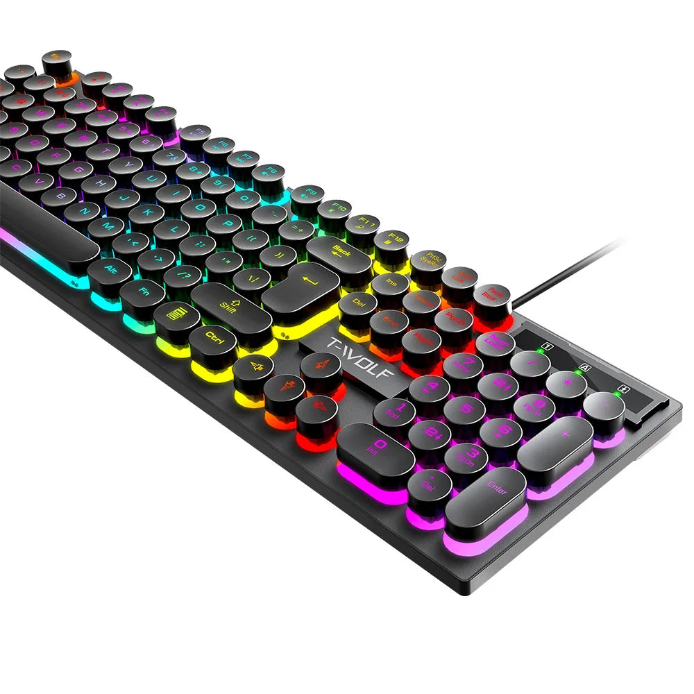 Mechanical keyboard with RGB lighting on a white background