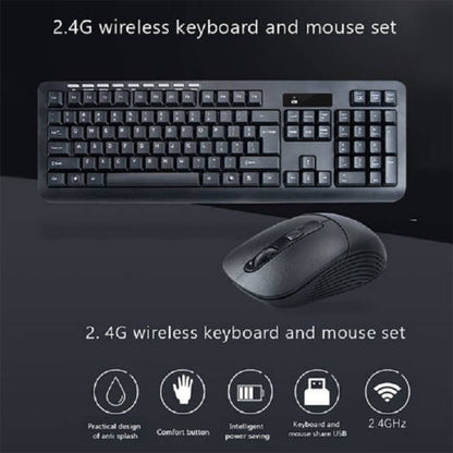 2.4G wireless keyboard and mouse set on a dark background