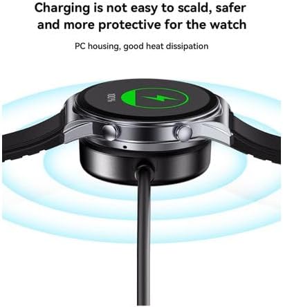 Smartwatch charging with text about safety and protection