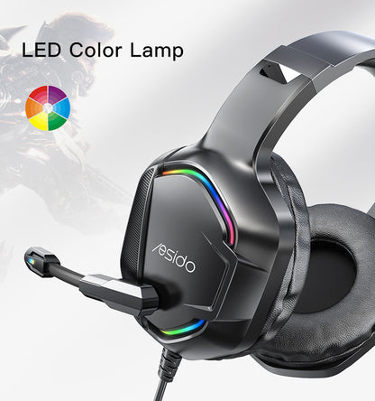 Gaming headset with LED color lamp on a white background
