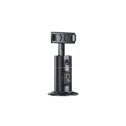 Black electronic device with a red light on a white background