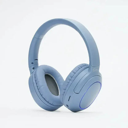 Blue headphones on a white background