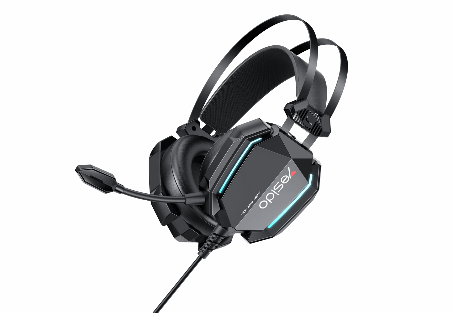 Gaming headset with microphone on a gray background