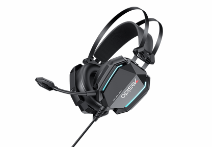Gaming headset with microphone on a gray background