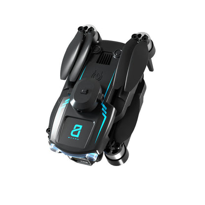 Black and blue robot vacuum cleaner on a white background