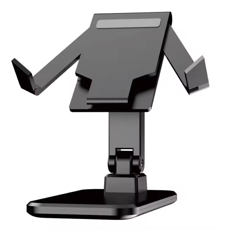 Black adjustable phone stand on a white background