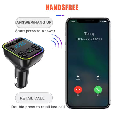 Car handsfree kit with phone call interface on a white background