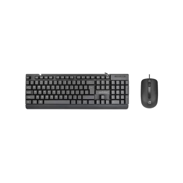Black keyboard and mouse set on a white background