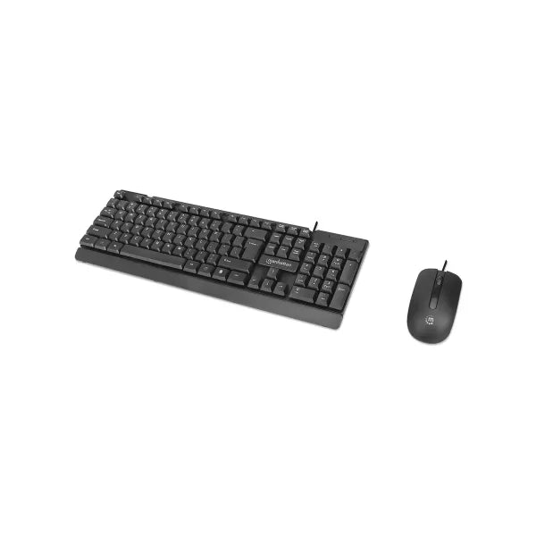 Black keyboard and mouse set on a white background