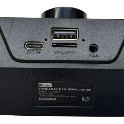 Back view of a electronic device with USB, TF card, and AUX ports.