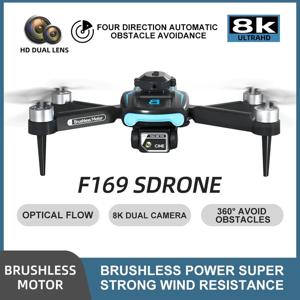 F169 drone with features highlighted on a white background