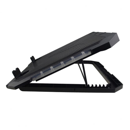 Black laptop stand on a white background