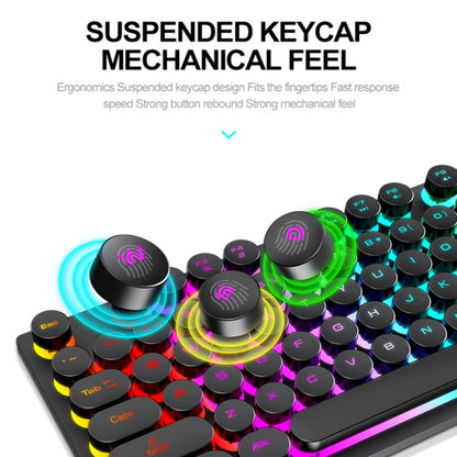 Keyboard with suspended keycaps and colorful backlighting on a white background