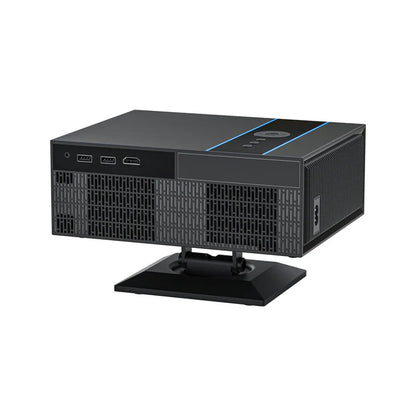 Black computer tower on a white background