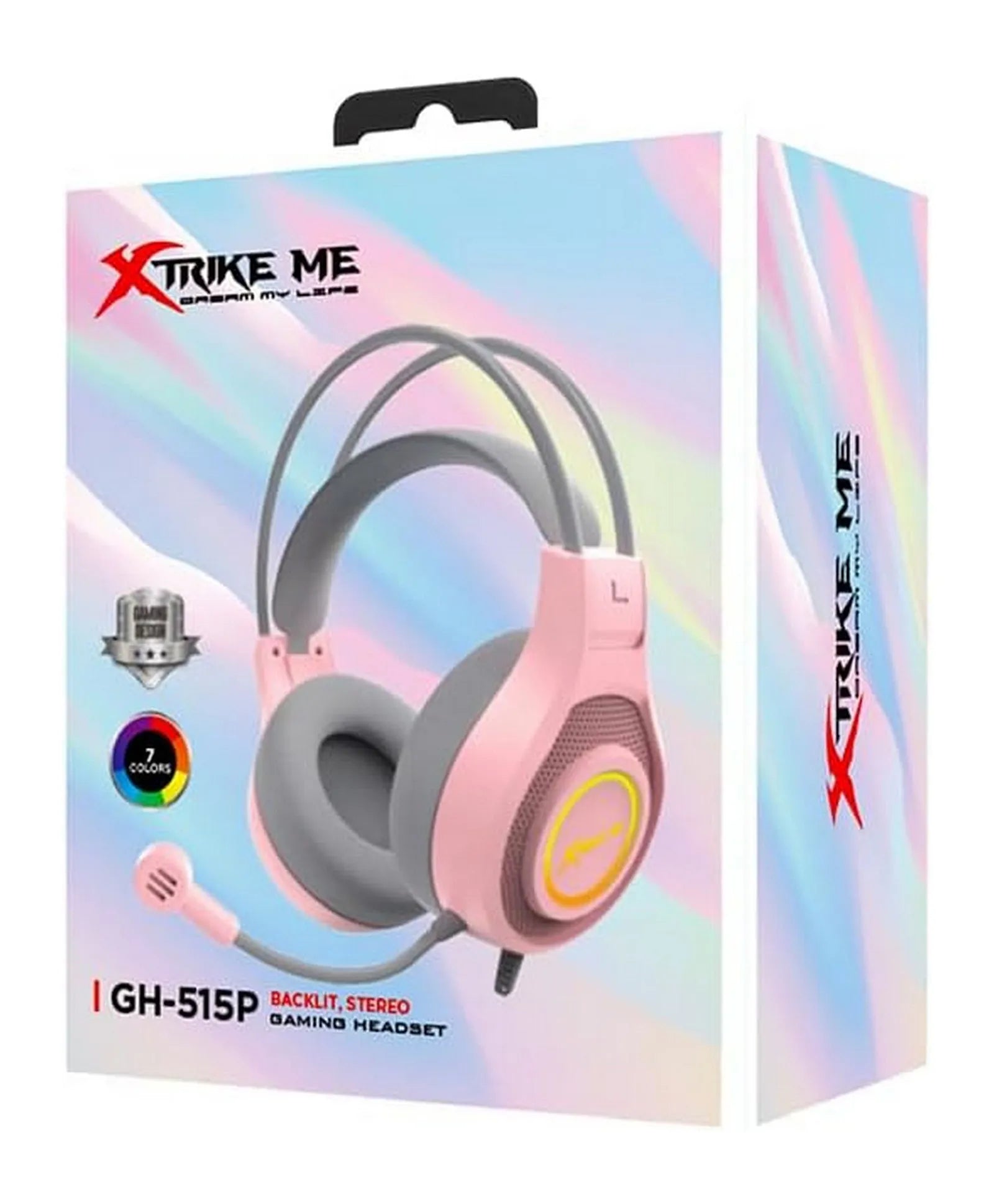 Gaming headset packaging with 'Xtreme Me' branding on a colorful background