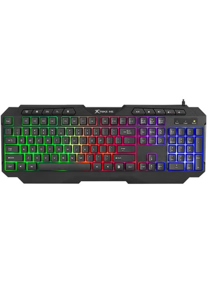 Gaming keyboard with RGB lighting on a white background