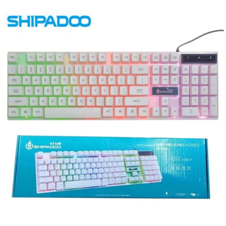 Shipadoo keyboard with RGB lighting on a white background