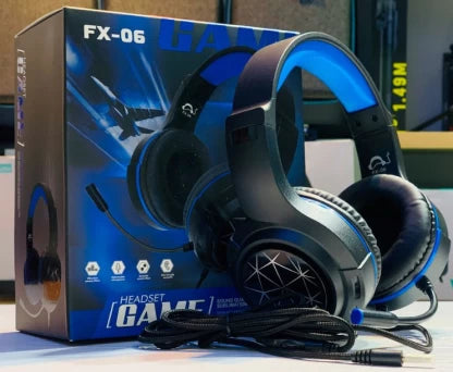 Gaming headset with FX-06 packaging on a table