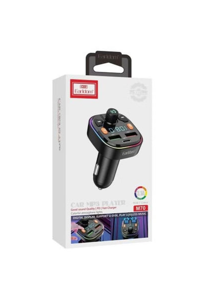 Car MP3 player with packaging on a white background