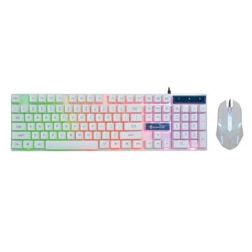 Keyboard and mouse set with gradient keycaps on a white background