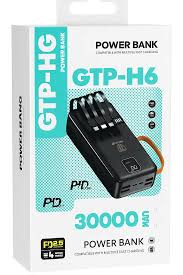 Power bank packaging with 'GTP-H6' branding on a white background
