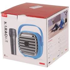 Karaoke machine with microphone on a white background