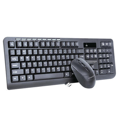 Black keyboard and mouse set on a white background