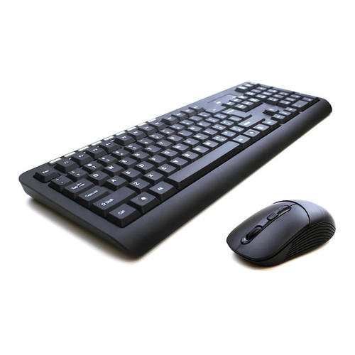 Black keyboard and mouse set on a white background