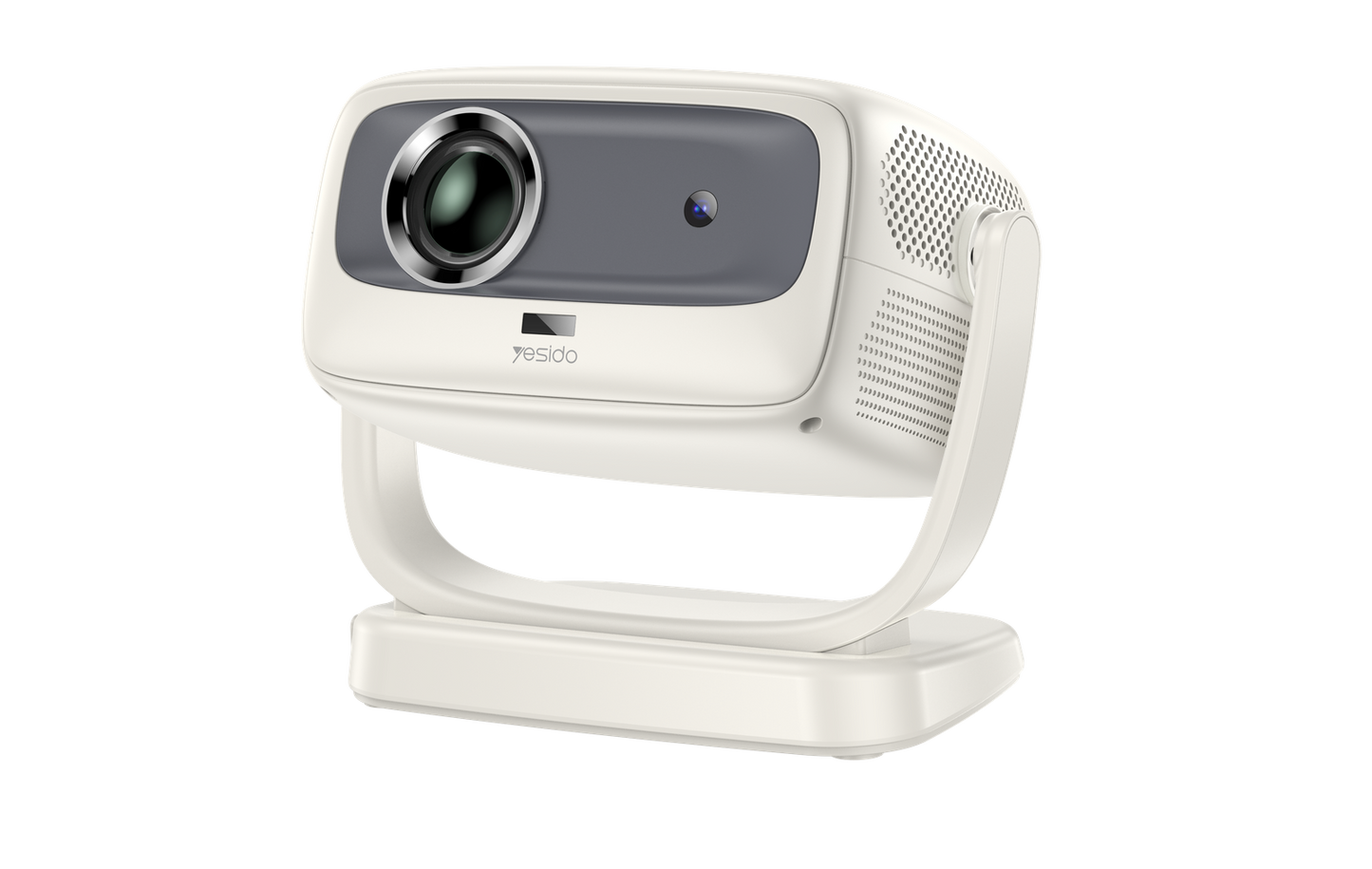 White webcam with a gray top on a white background