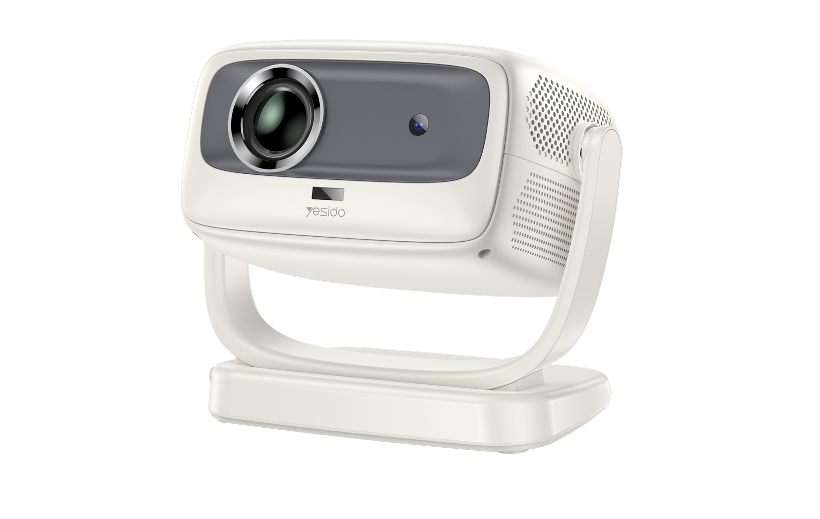 White webcam with a gray top on a white background