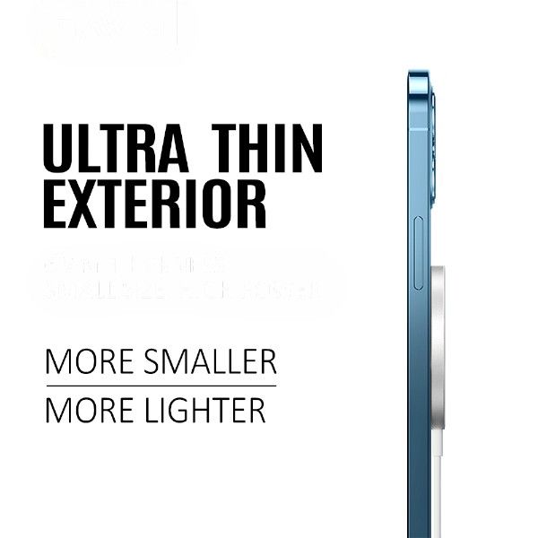 Phone with text 'Ultra thin exterior' and 'More smaller, more lighter' on a white background